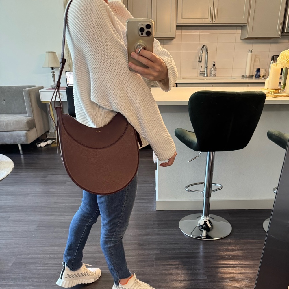Polene Numero Dix Large Burgundy Sandalwood Leather Shoulder Crossbody Handbag - Picture 16 of 16